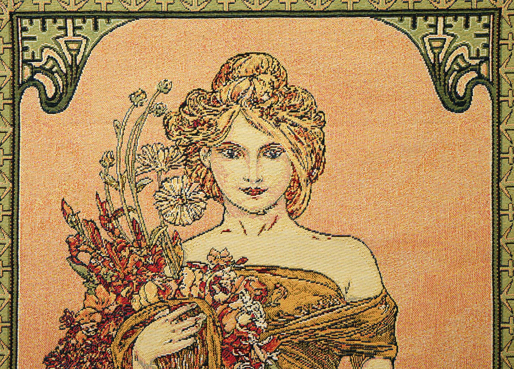 Gobelin Wandbehang Der Frühling nach A. Mucha 100 x 45 cm – Bild 4