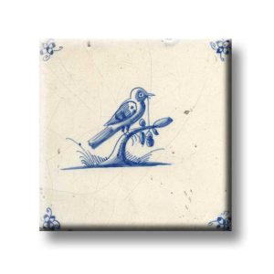 Magnet Delfter Fliese - Vogel mit Wurm