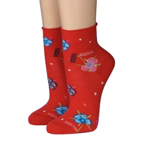 CRÖNERT Kurzsocken mit Rollrand Blumen 14328 Gr. 35-38