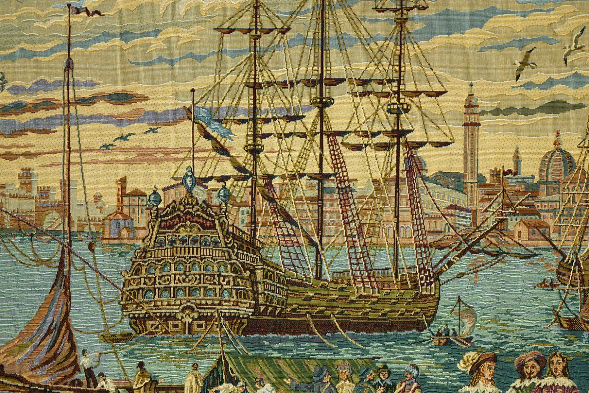 Belgian Tapestries Wandbehang Gobelin Der Hafen von Venedig 112 x 65 cm – Bild 3