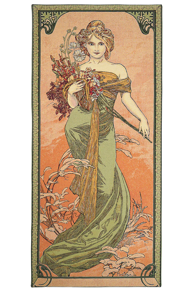 Gobelin Wandbehang Der Frühling nach A. Mucha 100 x 45 cm – Bild 5