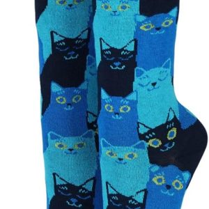 CRÖNERT Socken mit Rollrand Katzen marine