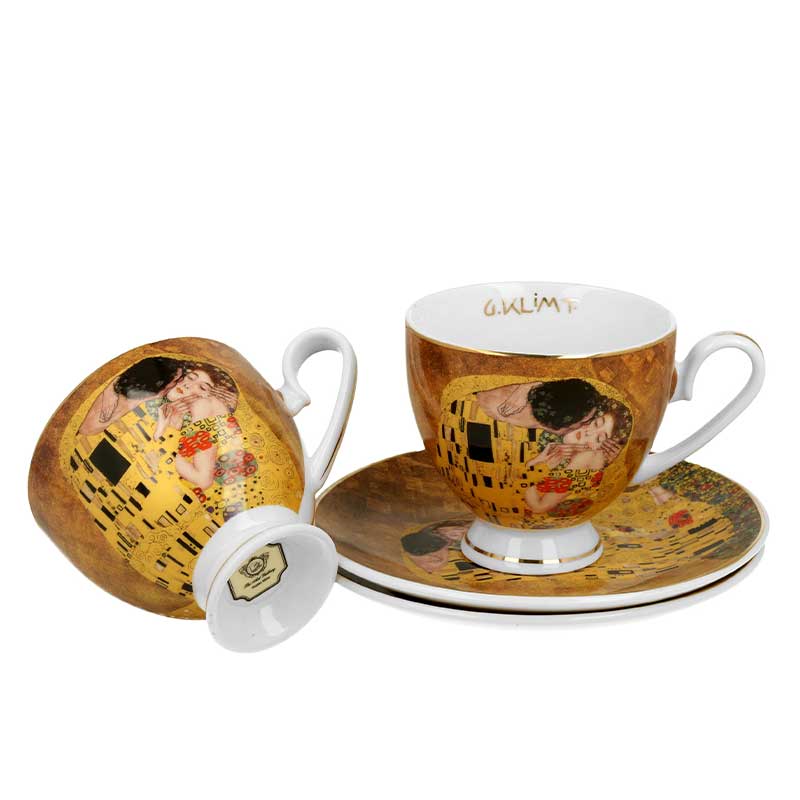 2 Tassen mit Untertasse G. Klimt Der Kuss – Bild 4