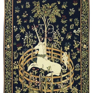 Gobelin Wandbehang Einhorn in Gefangenschaft 90 x 65 cm