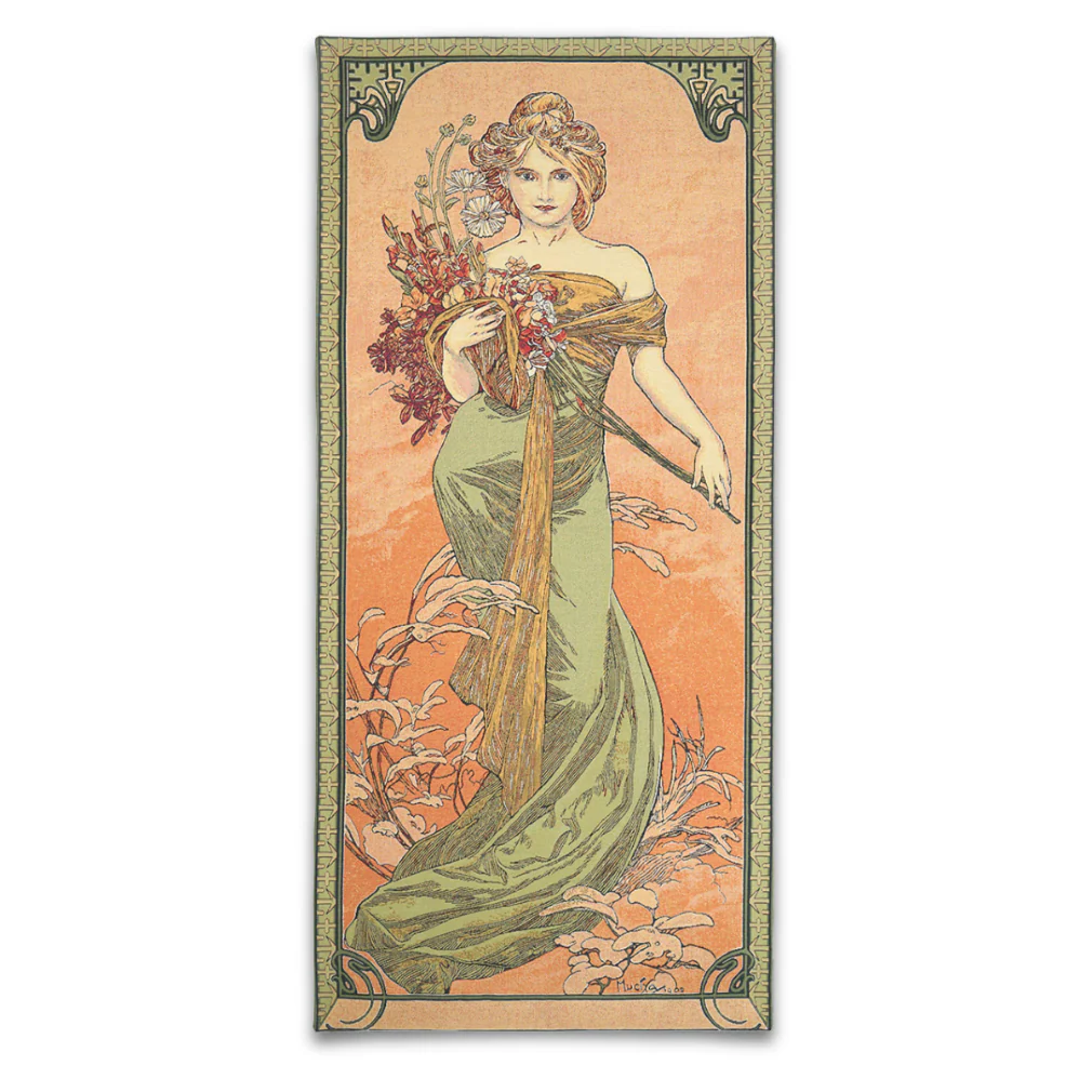 Gobelin Wandbehang Der Frühling nach A. Mucha 100 x 45 cm