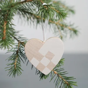Weihnachtsschmuck Holz “Flechtherz“ weiß