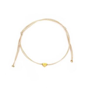 Einfaches zartes Herz Armband beige gold „Stay4ever“