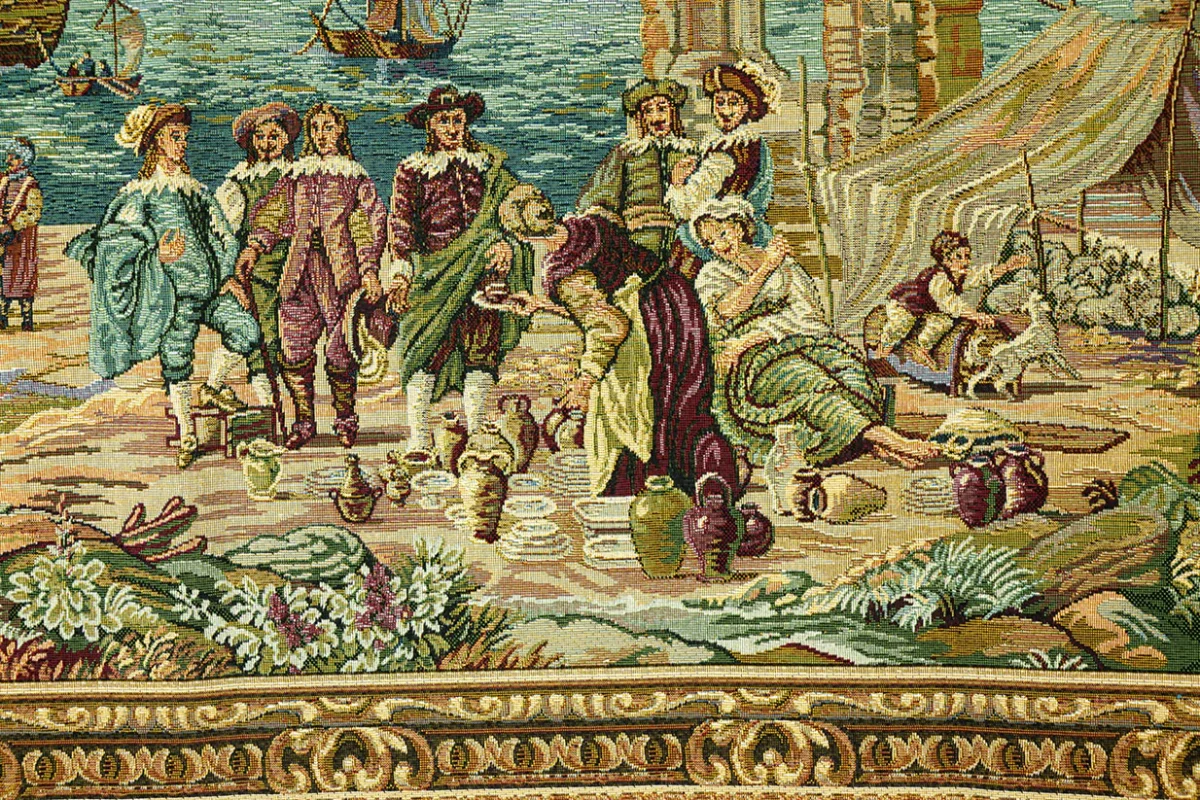 Belgian Tapestries Wandbehang Gobelin Der Hafen von Venedig 112 x 65 cm – Bild 4