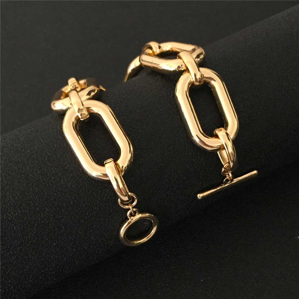 Gold Armband mit breiten Gliedern Chunky Style ligth but bold – Bild 5
