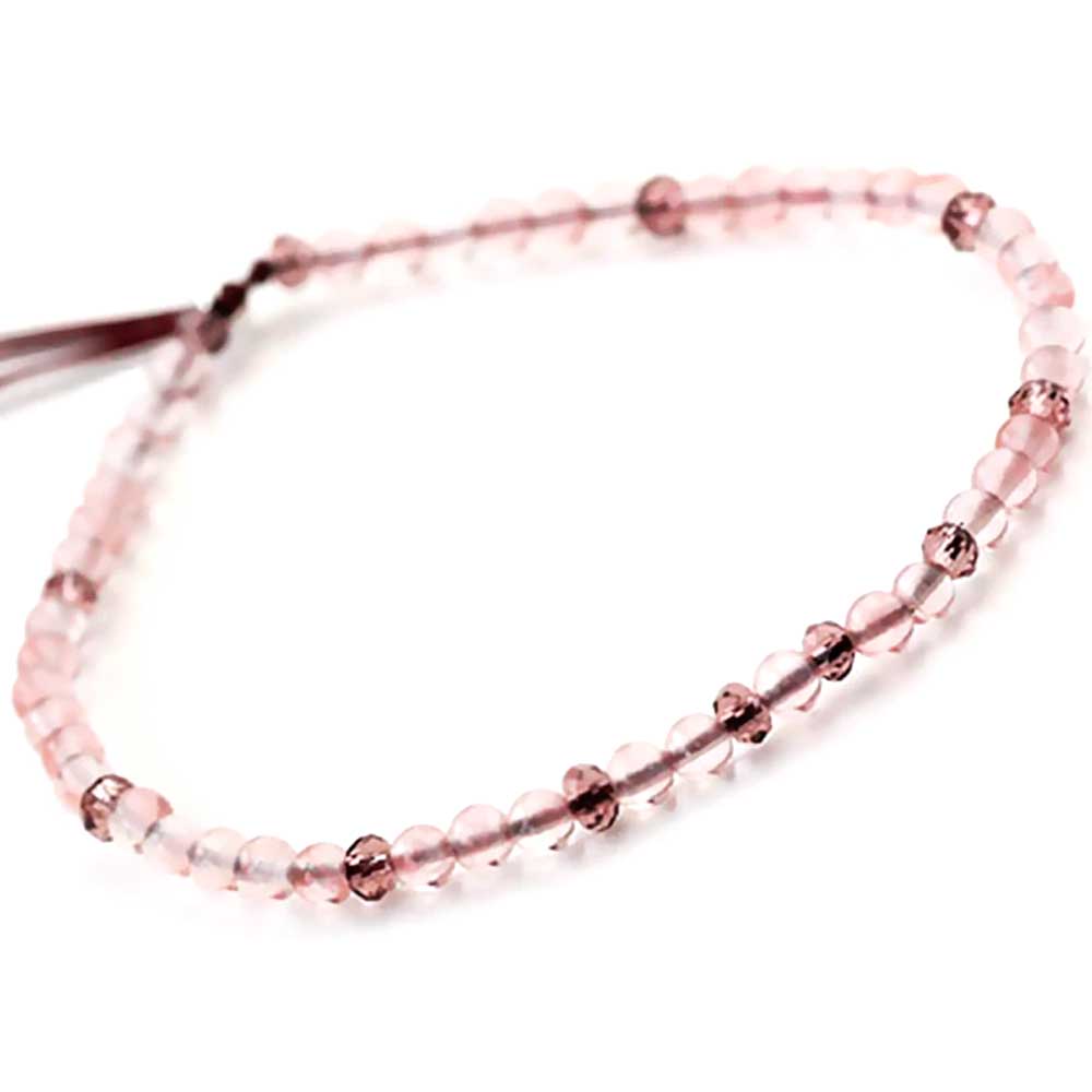 Rosenquarz Naturstein Armband rund und facettiert für Frauen Handarbeit – Bild 3